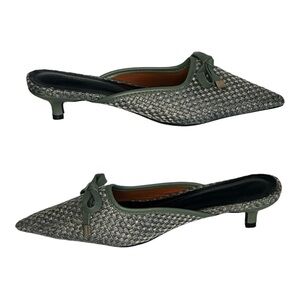 She & In Gray Textured Kitten Heel Pumps with Bowtie Detail - Size 6.5 / 37